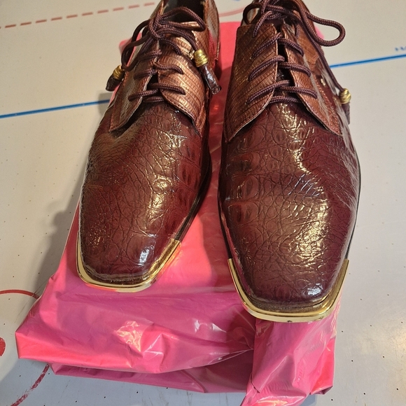 Miralto Elegant Brown Faux Alligator Men's Oxfords Shoes.Size 10 - Picture 3 of 10